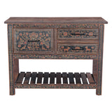 Rustic Roots 47" Hand Painted Console Table with Three Drawers