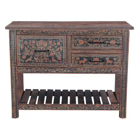 Rustic Roots 47" Hand Painted Console Table with Three Drawers from Home Trends & Design - Luna Furniture