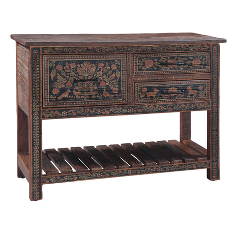 Rustic Roots 47" Hand Painted Console Table with Three Drawers from Home Trends & Design - Luna Furniture