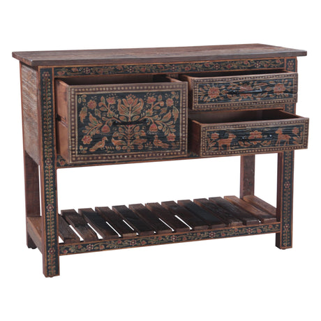 Rustic Roots 47" Hand Painted Console Table with Three Drawers from Home Trends & Design - Luna Furniture