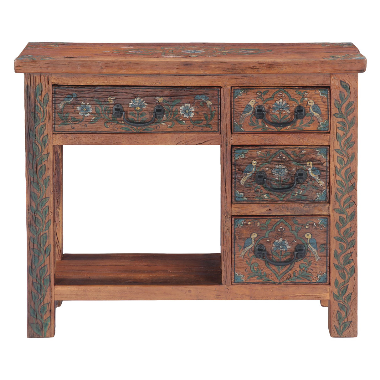 Rustic Roots 36" Hand Painted Console Table with Four Drawers