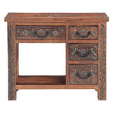 Rustic Roots 36" Hand Painted Console Table with Four Drawers