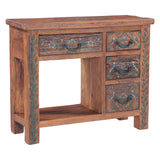 Rustic Roots 36" Hand Painted Console Table with Four Drawers