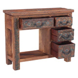 Rustic Roots 36" Hand Painted Console Table with Four Drawers