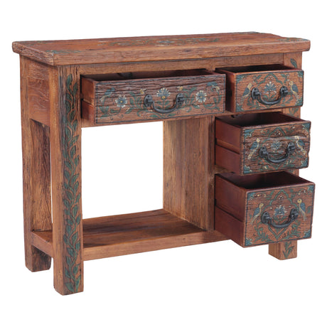 Rustic Roots 36" Hand Painted Console Table with Four Drawers from Home Trends & Design - Luna Furniture