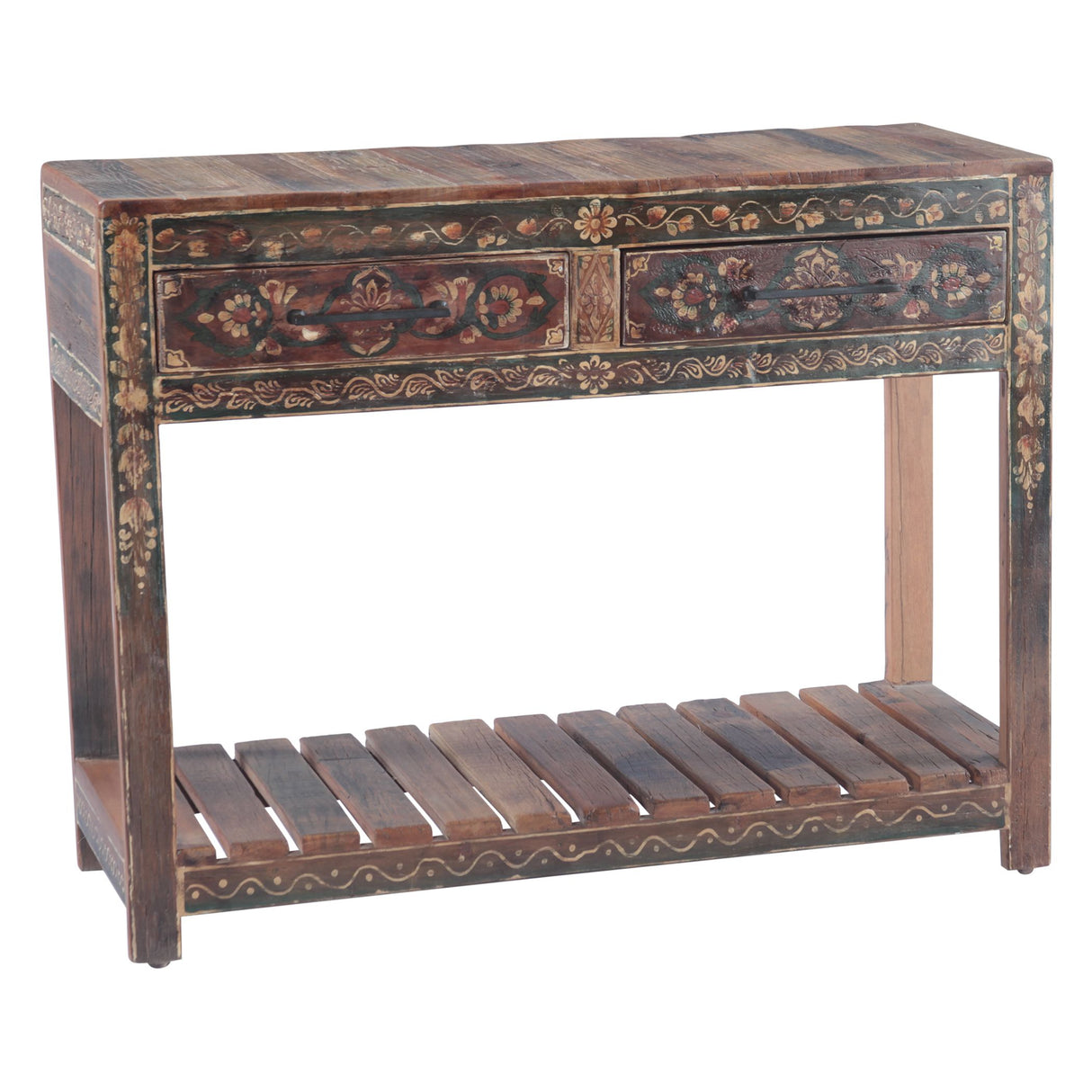 Rustic Roots 40" Hand Painted Console Table with Two Drawers