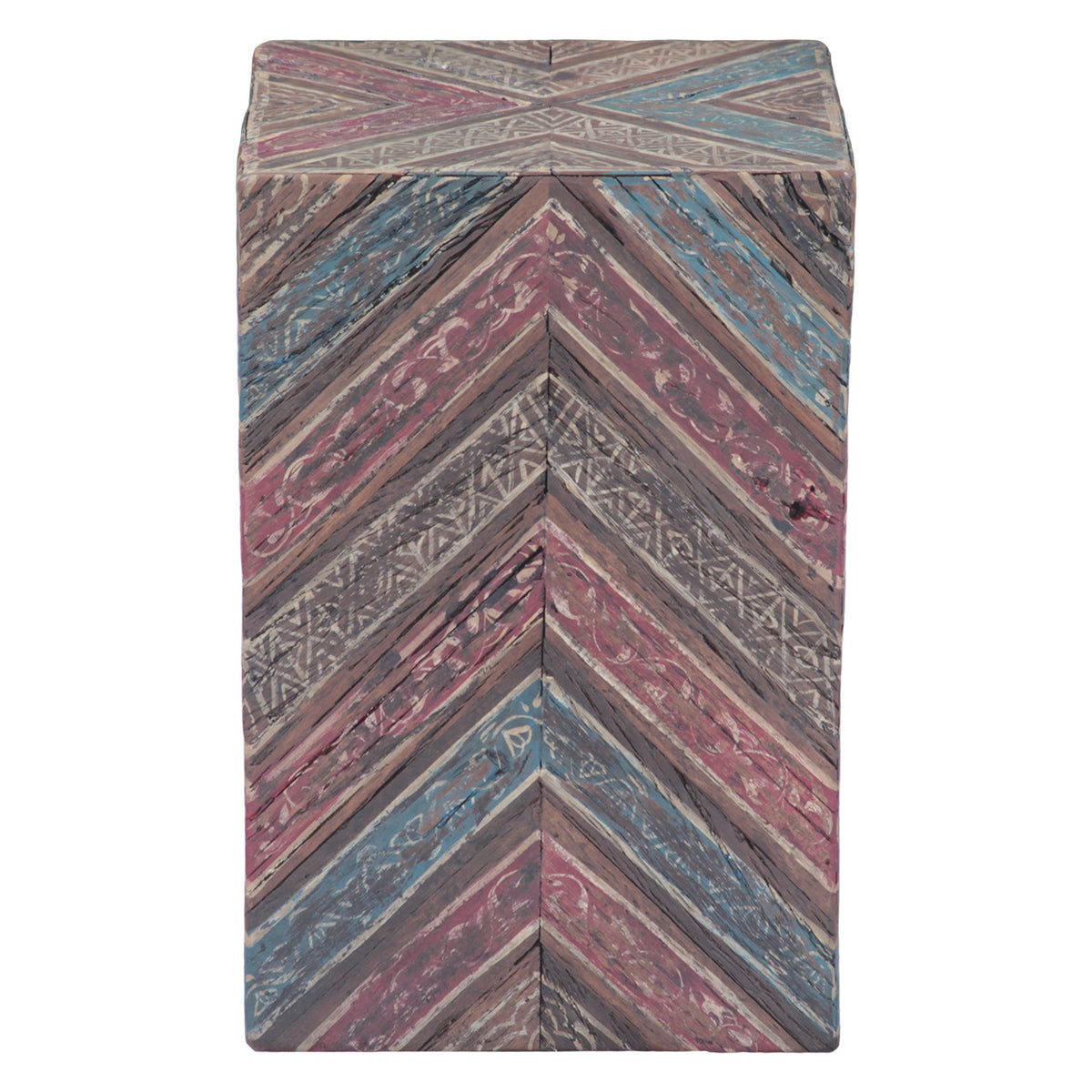 Rustic Roots 12" Hand Painted Drum Side Table from Home Trends & Design - Luna Furniture