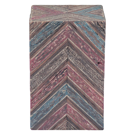 Rustic Roots 12" Hand Painted Drum Side Table from Home Trends & Design - Luna Furniture