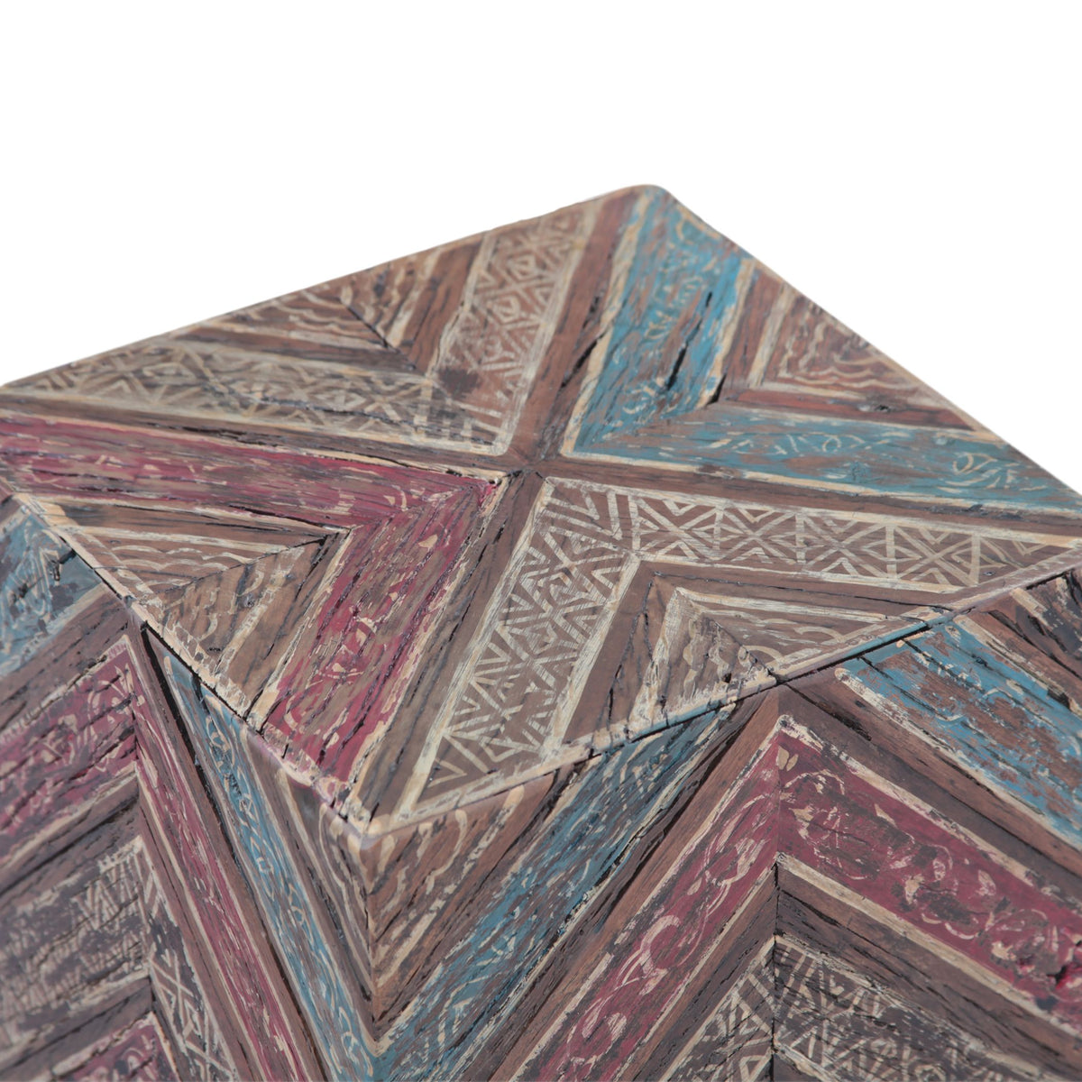 Rustic Roots 12" Hand Painted Drum Side Table from Home Trends & Design - Luna Furniture