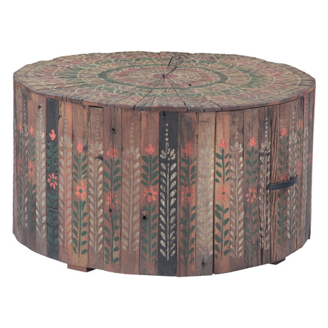 Rustic Roots 32" Hand Painted Round Coffee Table with Storage Drawer from Home Trends & Design - Luna Furniture