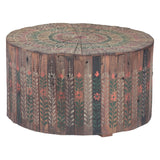 Rustic Roots 32" Hand Painted Round Coffee Table with Storage Drawer