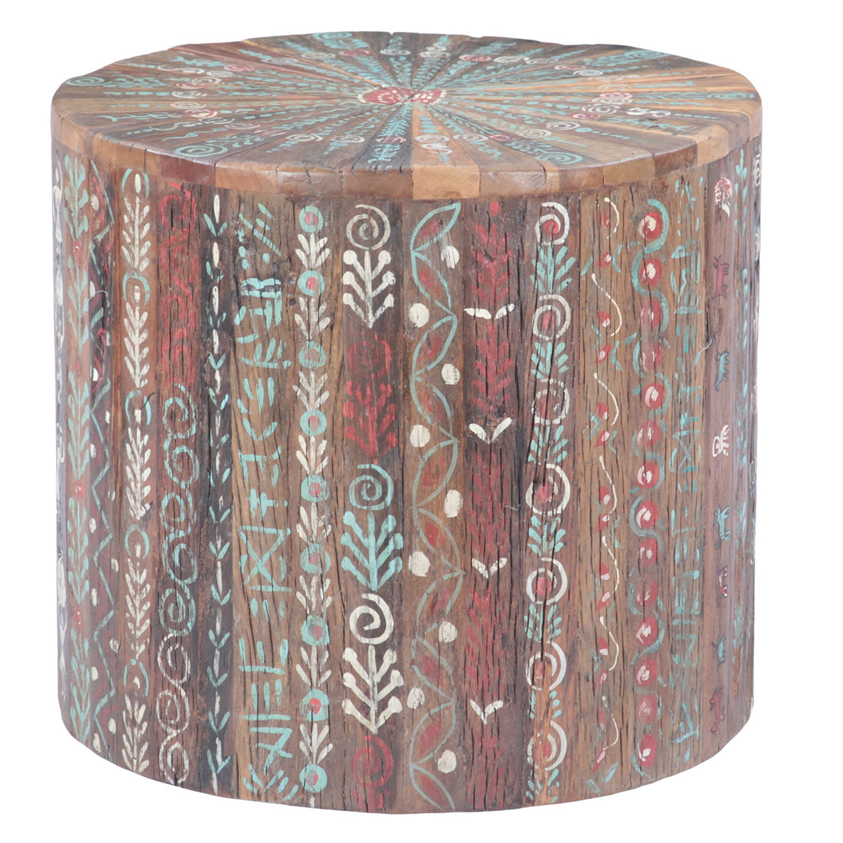 Rustic Roots 20" Hand Painted Round Side Table