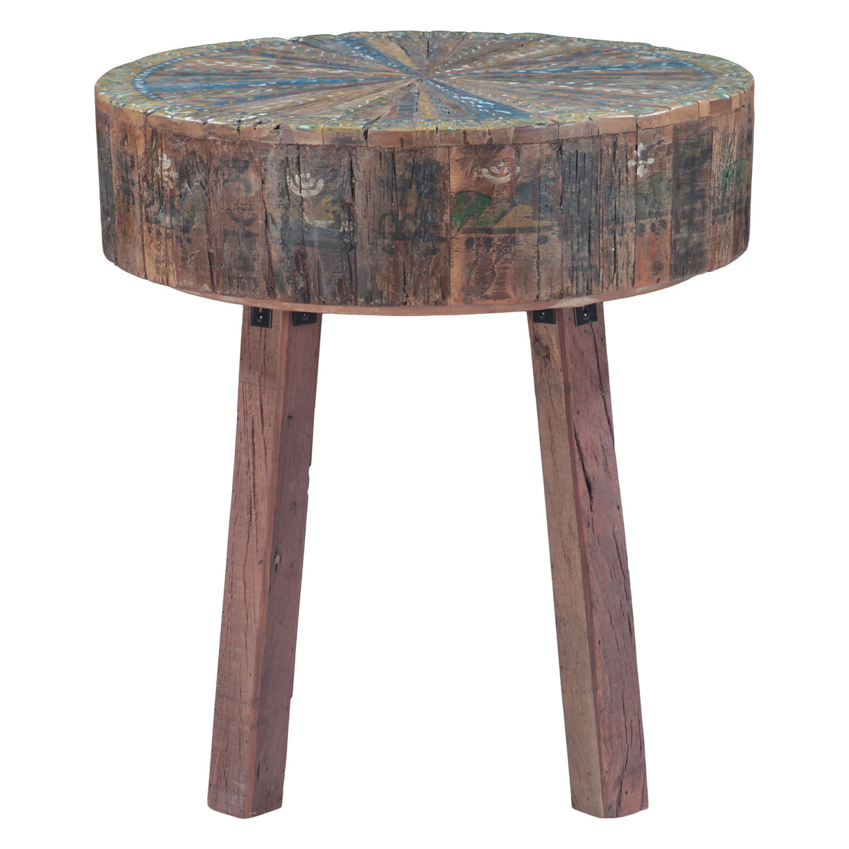 Rustic Roots 22" Hand Painted Round Side Table