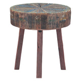 Rustic Roots 22" Hand Painted Round Side Table