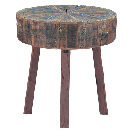 Rustic Roots 22" Hand Painted Round Side Table from Home Trends & Design - Luna Furniture