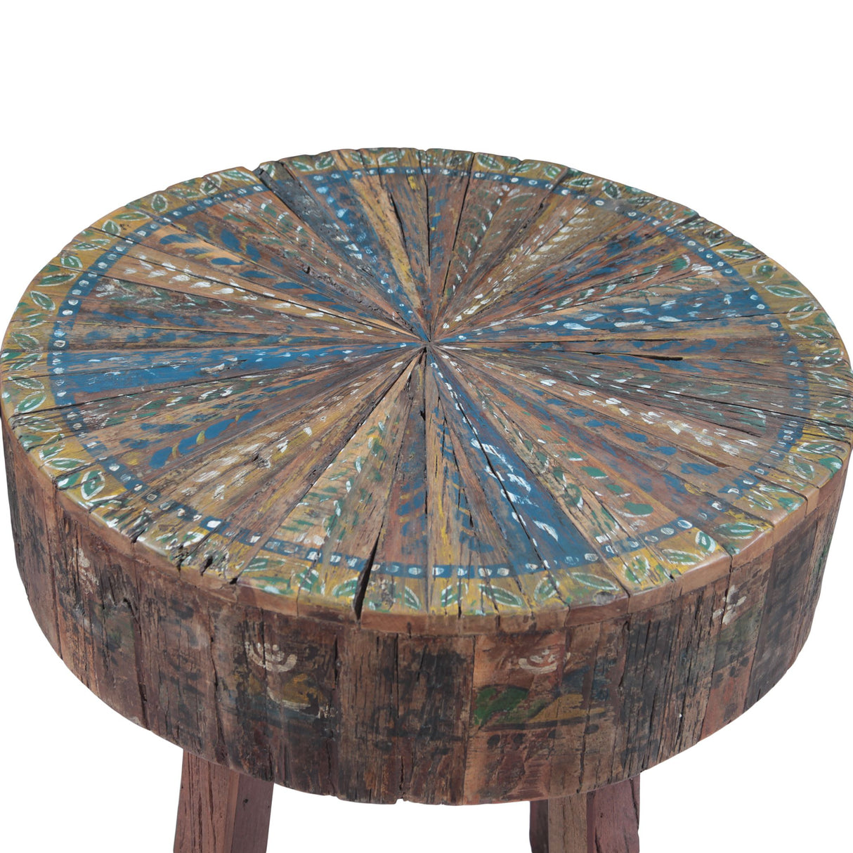 Rustic Roots 22" Hand Painted Round Side Table