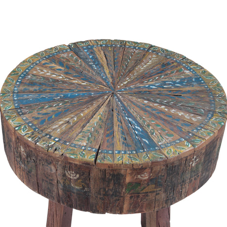 Rustic Roots 22" Hand Painted Round Side Table from Home Trends & Design - Luna Furniture