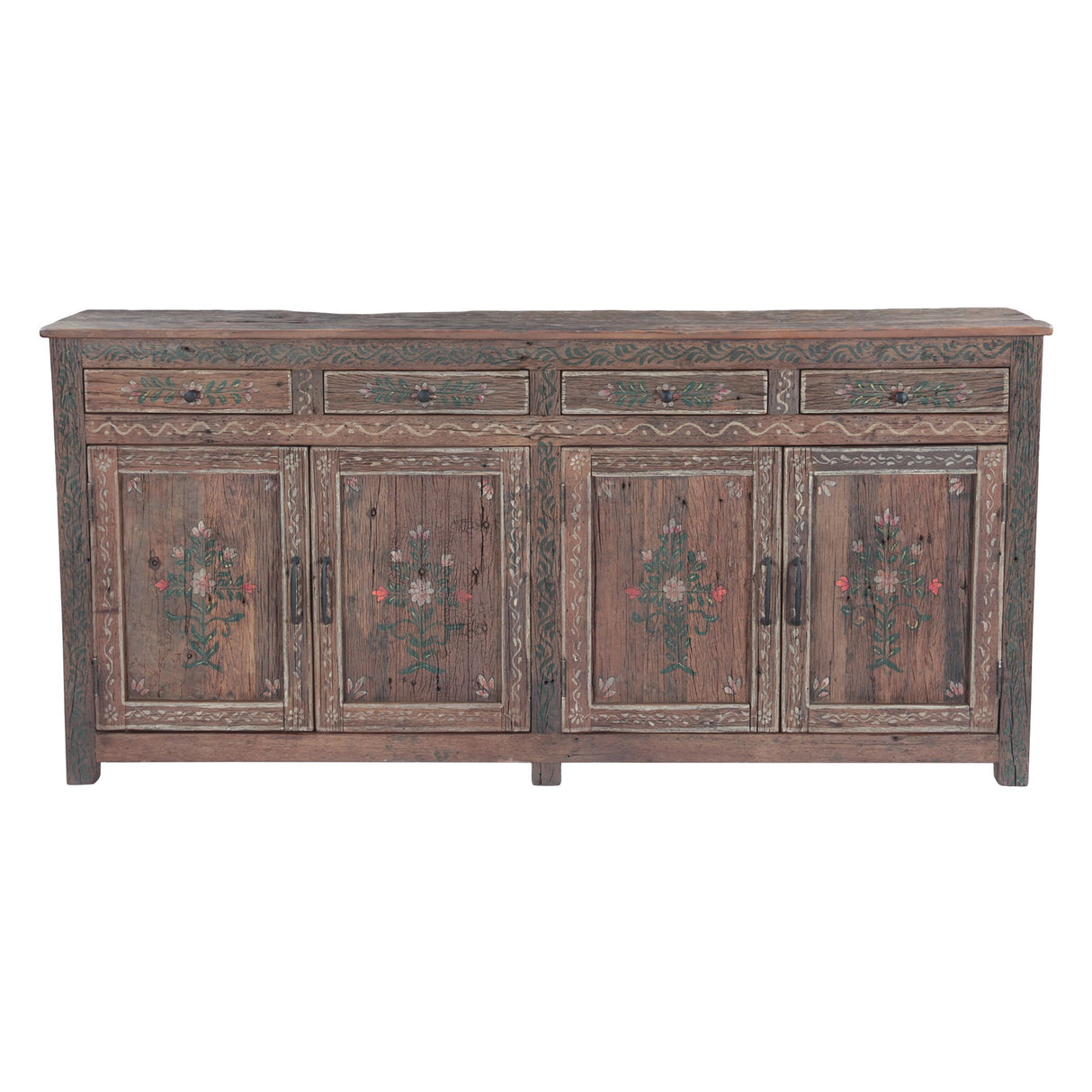 Rustic Roots 79" Hand Painted Sideboard with Four Doors and Four Drawers from Home Trends & Design - Luna Furniture