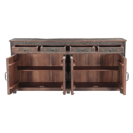 Rustic Roots 79" Hand Painted Sideboard with Four Doors and Four Drawers from Home Trends & Design - Luna Furniture