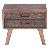 Rustic Roots 22" Hand Painted Square Side Table with Two Drawers from Home Trends & Design - Luna Furniture