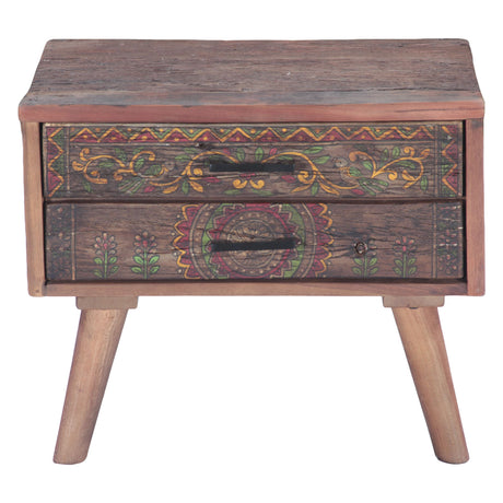 Rustic Roots 22" Hand Painted Square Side Table with Two Drawers from Home Trends & Design - Luna Furniture