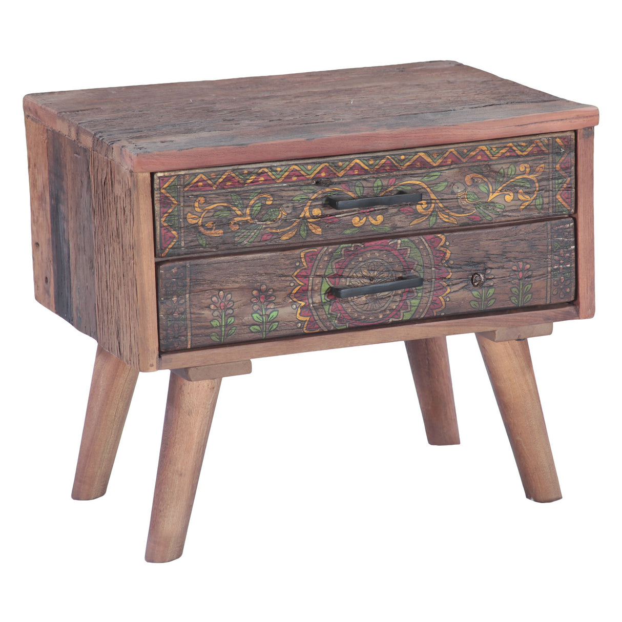 Rustic Roots 22" Hand Painted Square Side Table with Two Drawers from Home Trends & Design - Luna Furniture