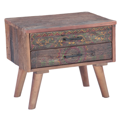 Rustic Roots 22" Hand Painted Square Side Table with Two Drawers from Home Trends & Design - Luna Furniture