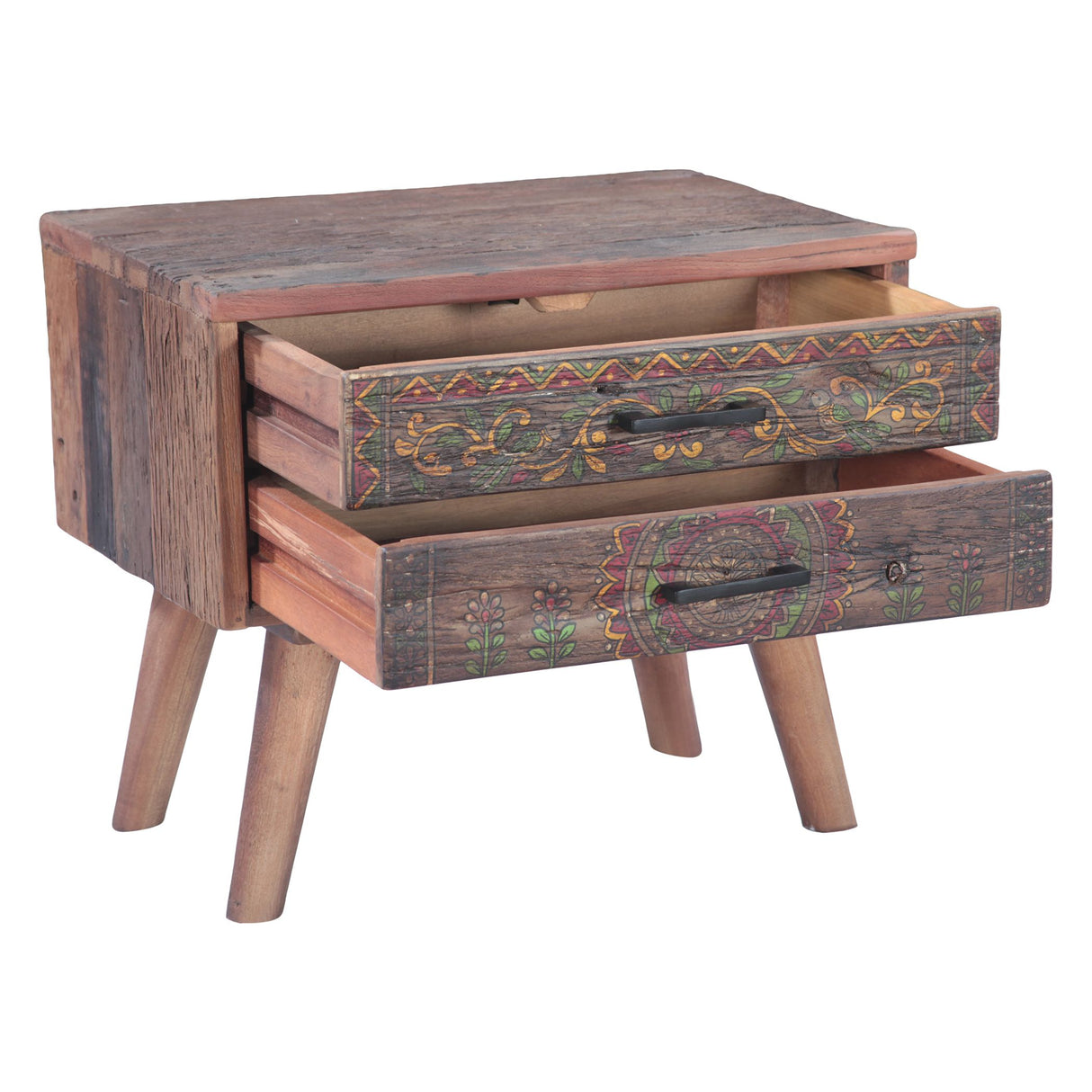 Rustic Roots 22" Hand Painted Square Side Table with Two Drawers from Home Trends & Design - Luna Furniture