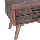 Rustic Roots 22" Hand Painted Square Side Table with Two Drawers from Home Trends & Design - Luna Furniture