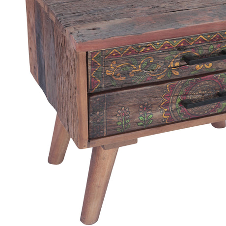 Rustic Roots 22" Hand Painted Square Side Table with Two Drawers from Home Trends & Design - Luna Furniture
