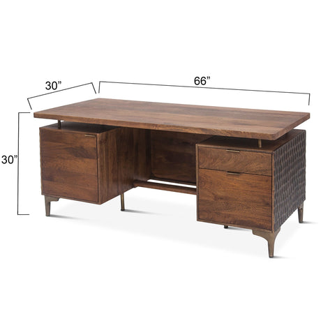 Santa Cruz 66" Office Desk in Two Tone from Home Trends & Design - Luna Furniture