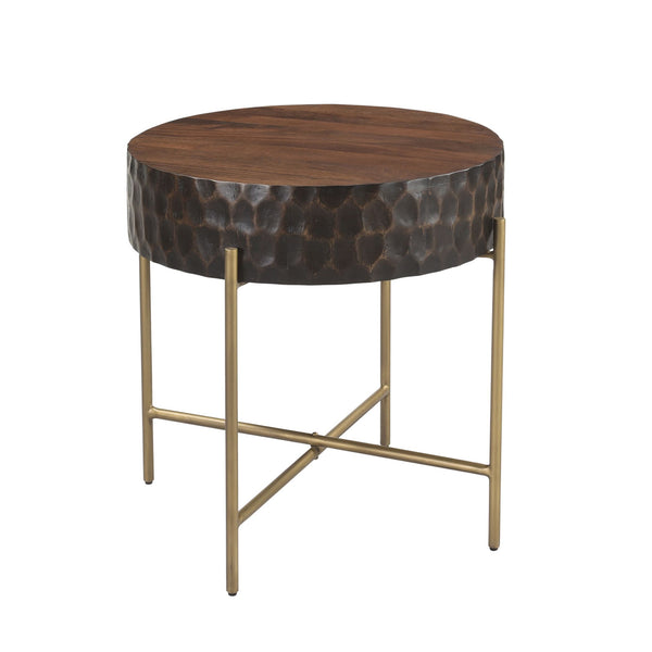 Santa Cruz 24" Round Side Table in Two Tone