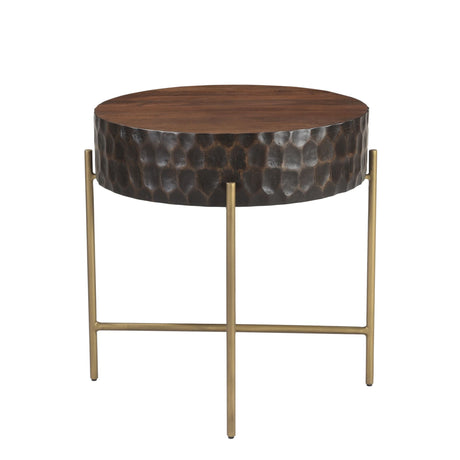 Santa Cruz 24" Round Side Table in Two Tone from Home Trends & Design - Luna Furniture
