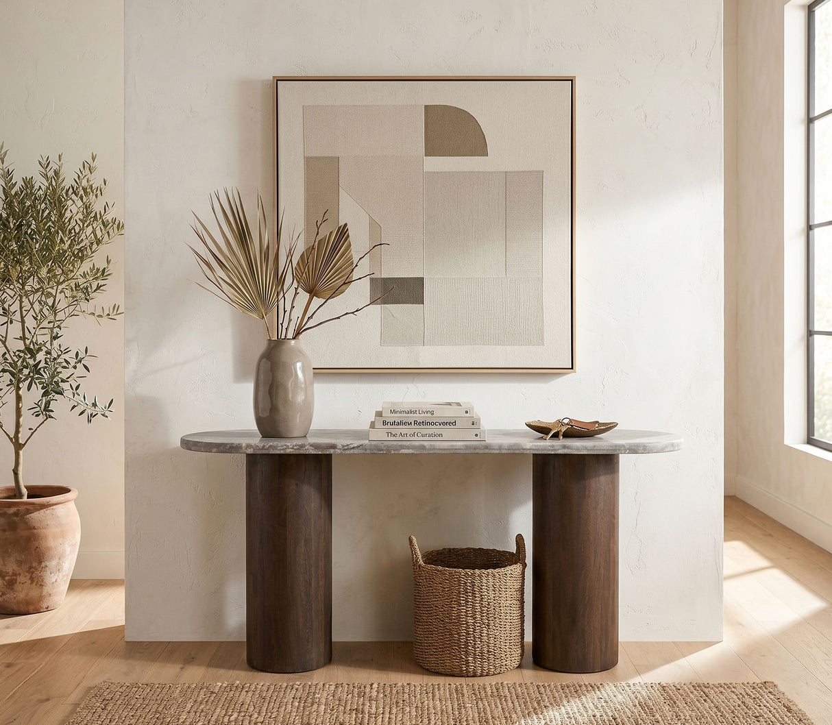 San Juan 55" Console Table in Royal Brown with Gray Travertine from Home Trends & Design - Luna Furniture
