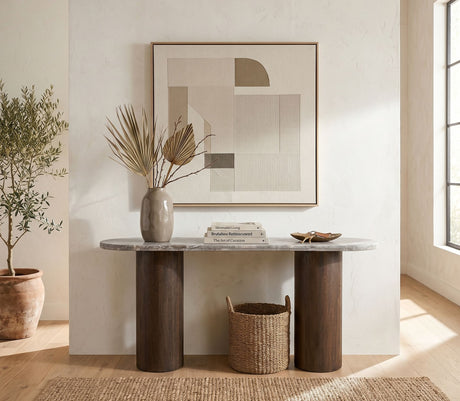 San Juan 55" Console Table in Royal Brown with Gray Travertine from Home Trends & Design - Luna Furniture