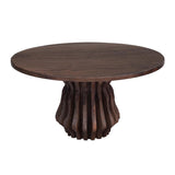San Juan Royal Brown 54" Round Dining Table with Live Edge Sculptural Base from Home Trends & Design - Luna Furniture