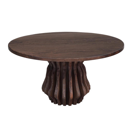 San Juan Royal Brown 54" Round Dining Table with Live Edge Sculptural Base from Home Trends & Design - Luna Furniture