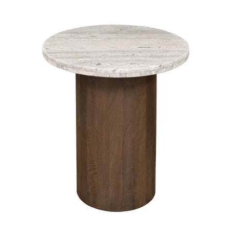 San Juan Royal Brown with Gray Travertine Top 20" Side Table from Home Trends & Design - Luna Furniture