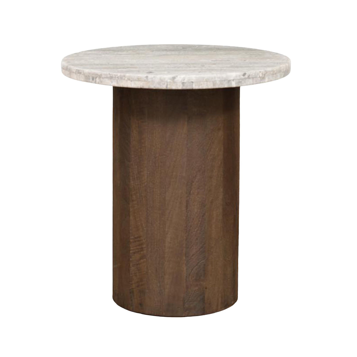 San Juan Royal Brown with Gray Travertine Top 20" Side Table from Home Trends & Design - Luna Furniture