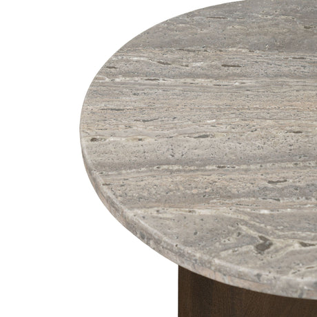 San Juan Royal Brown with Gray Travertine Top 20" Side Table from Home Trends & Design - Luna Furniture