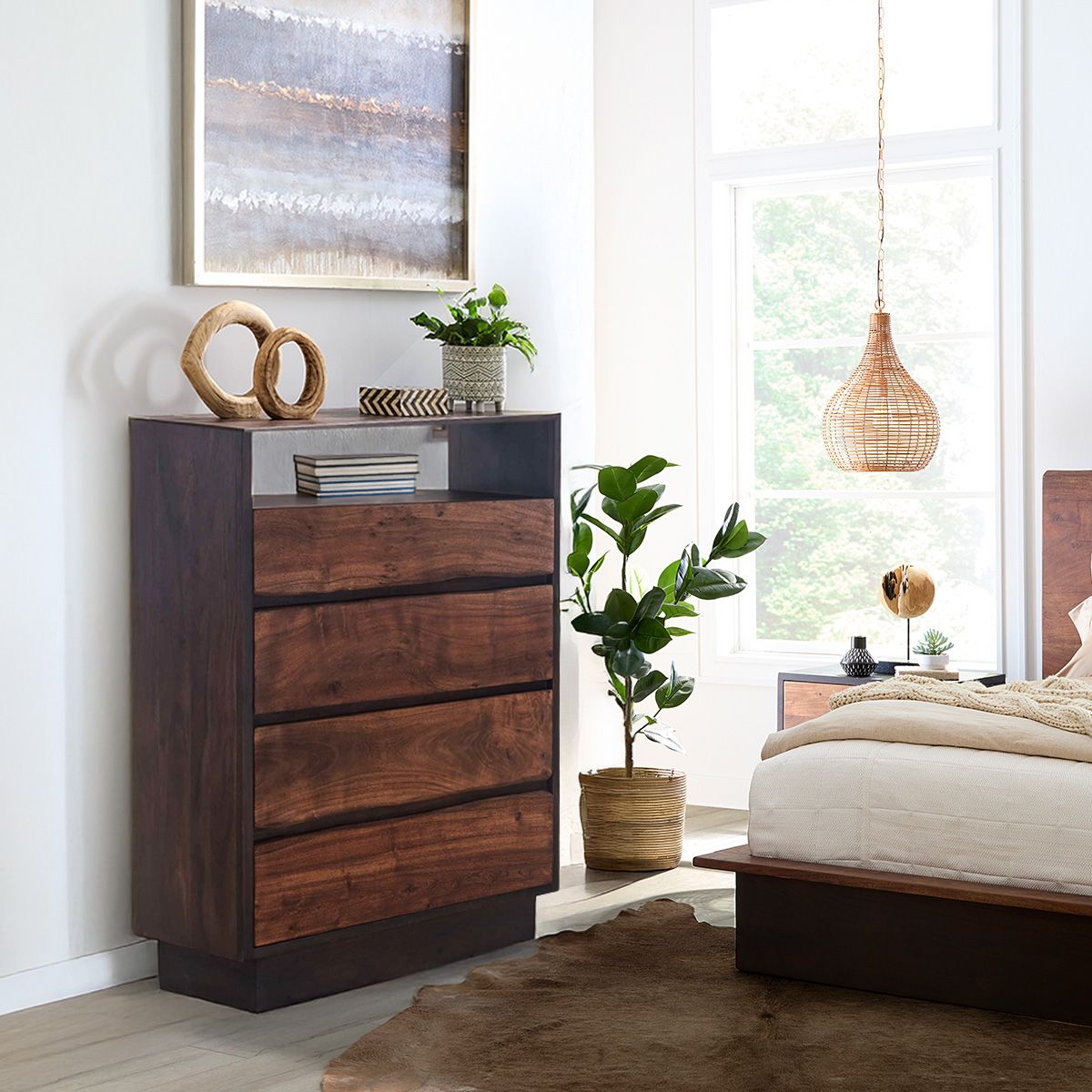 San Marino 34" Wide Tall Chest in Raw Walnut from Home Trends & Design - Luna Furniture