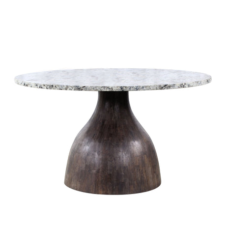 Solomon 54" Round Dining Table with Alaska White Marble and Blackwash Mango Base from Home Trends & Design - Luna Furniture