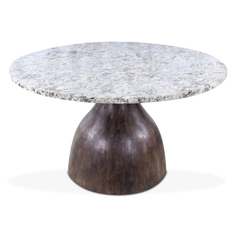 Solomon 54" Round Dining Table with Alaska White Marble and Blackwash Mango Base from Home Trends & Design - Luna Furniture
