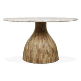 Solomon 54" Round Dining Table with Capri Beige Marble and Natural Mango Base from Home Trends & Design - Luna Furniture