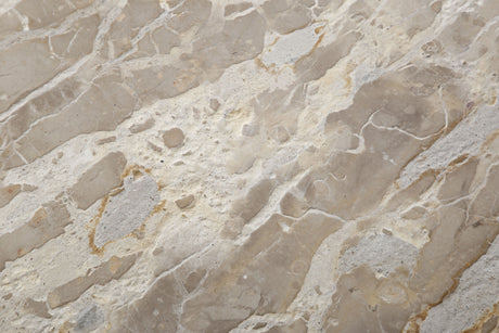 Solomon 54" Round Dining Table with Capri Beige Marble and Natural Mango Base from Home Trends & Design - Luna Furniture