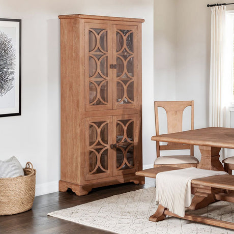 San Rafael 38" Tall Glass Cabinet in Antique Oak from Home Trends & Design - Luna Furniture