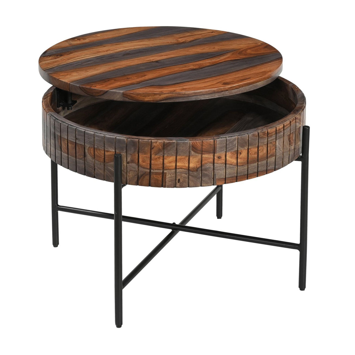 Sierraville 28" Round Coffee Table with Storage in Capri Sheesham from Home Trends & Design - Luna Furniture
