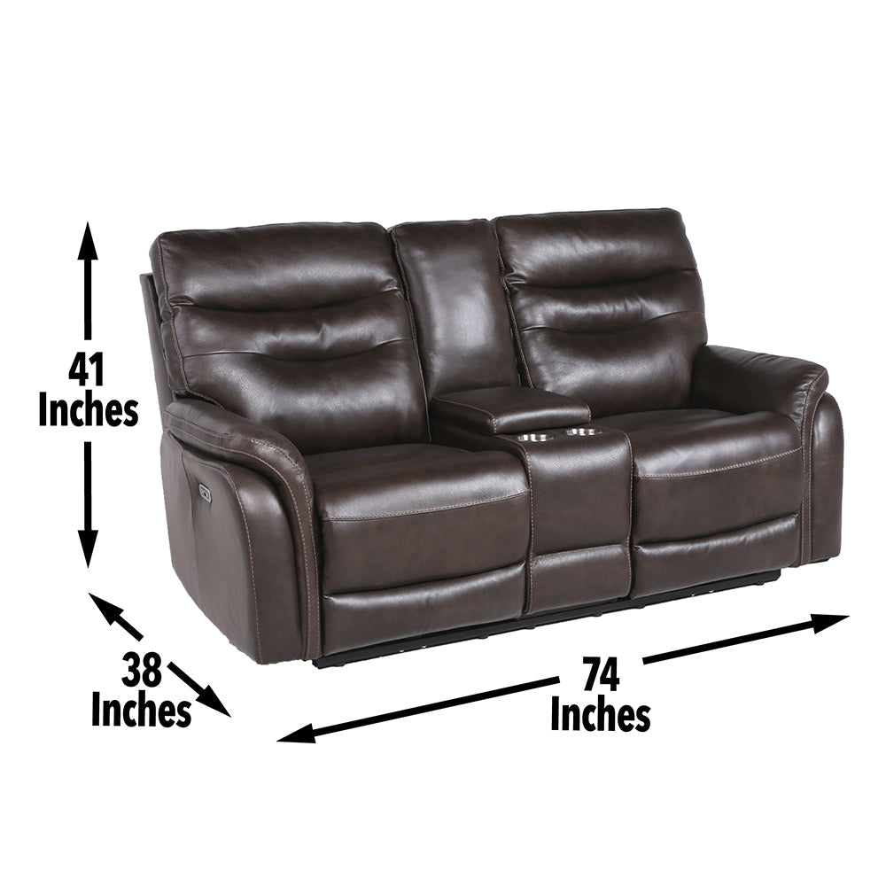 Fortuna Coffee Dual Power Reclining Loveseat