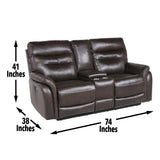 Fortuna Coffee Dual Power Reclining Loveseat