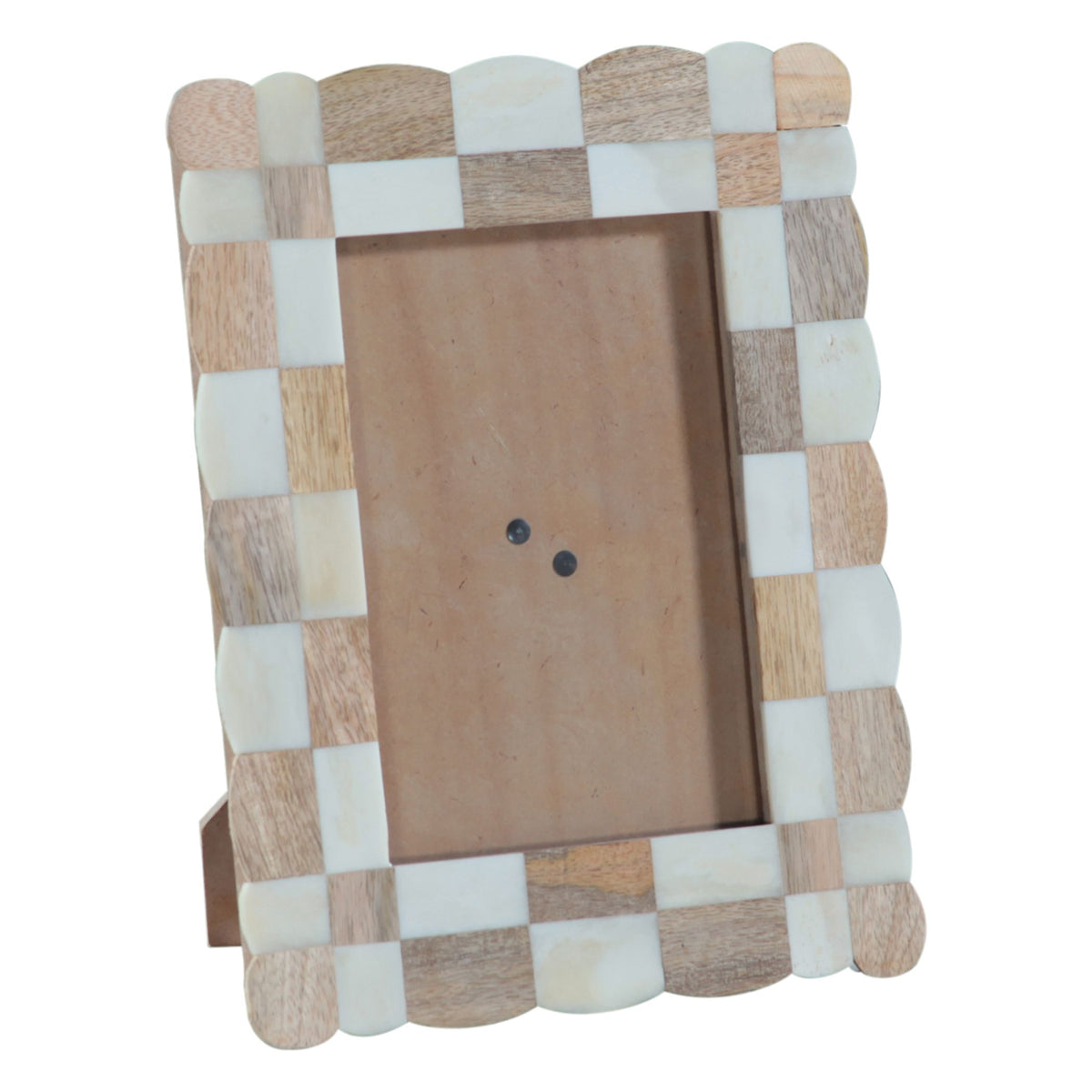 Taara Photo Frame in Brown and White Checkered Pattern from Home Trends & Design - Luna Furniture
